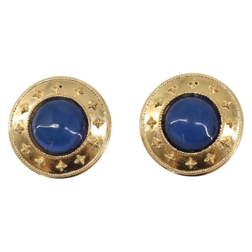 Chanel Vintage CC Round Clip-On Metal with Gripoix